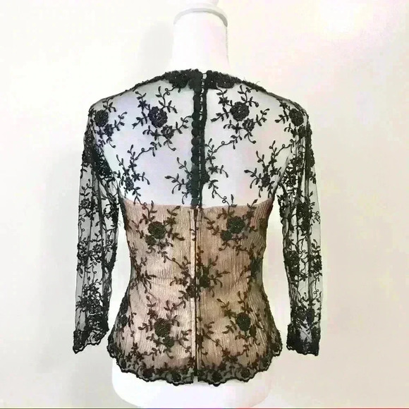 Pronovias Barcelona Black & Rose Gold Beaded Vintage Two Piece Shirt & Skirt Set - Picture 6 of 15